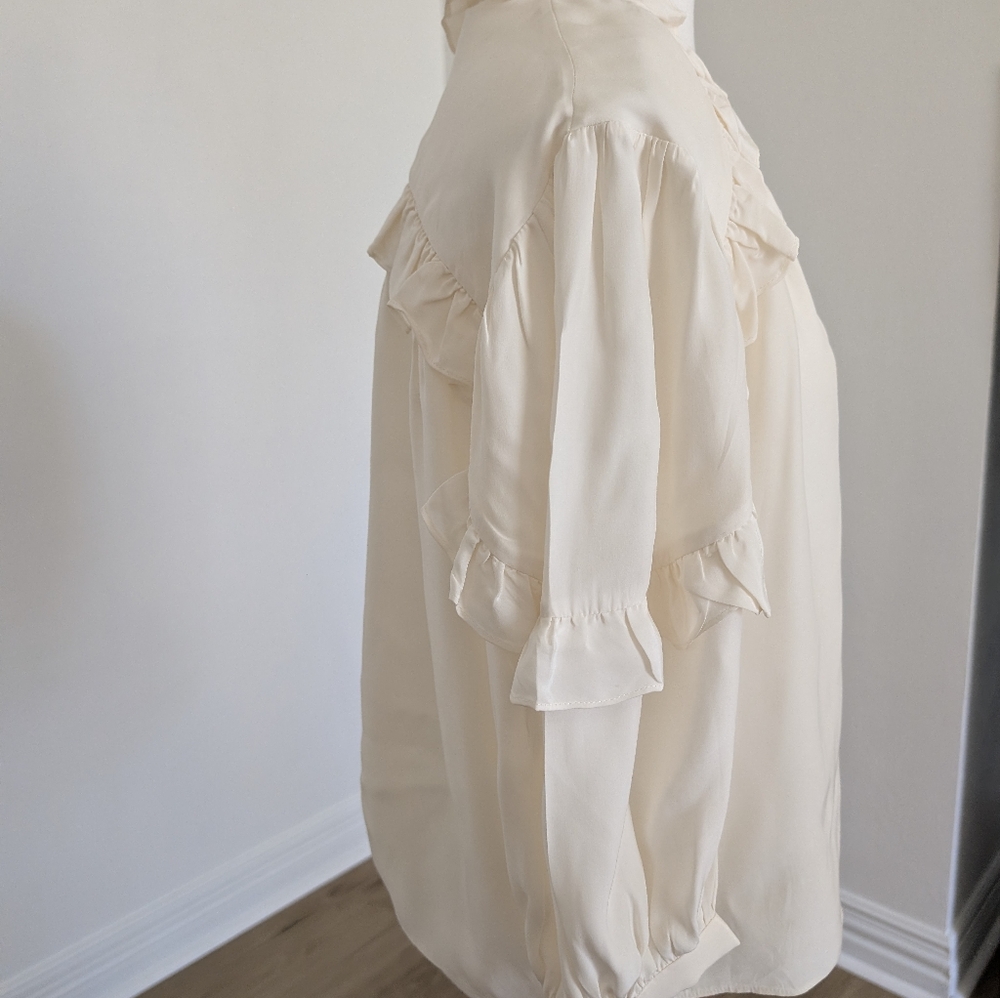 Frame Denim Cream Ruffle Blouse - Picture 4 of 6